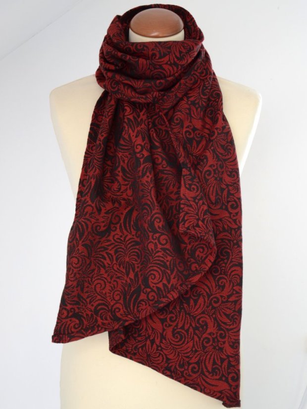 Šála Flora red velvet 170 cm